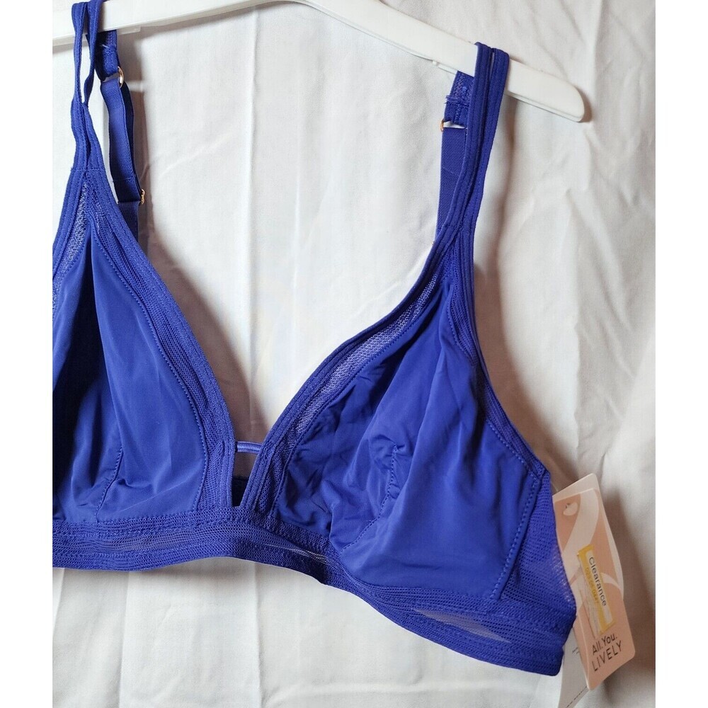 New Lively Women's Blue Wireless Semi Sheer Bra Adjustable Straps Size M - Picture 2 of 4